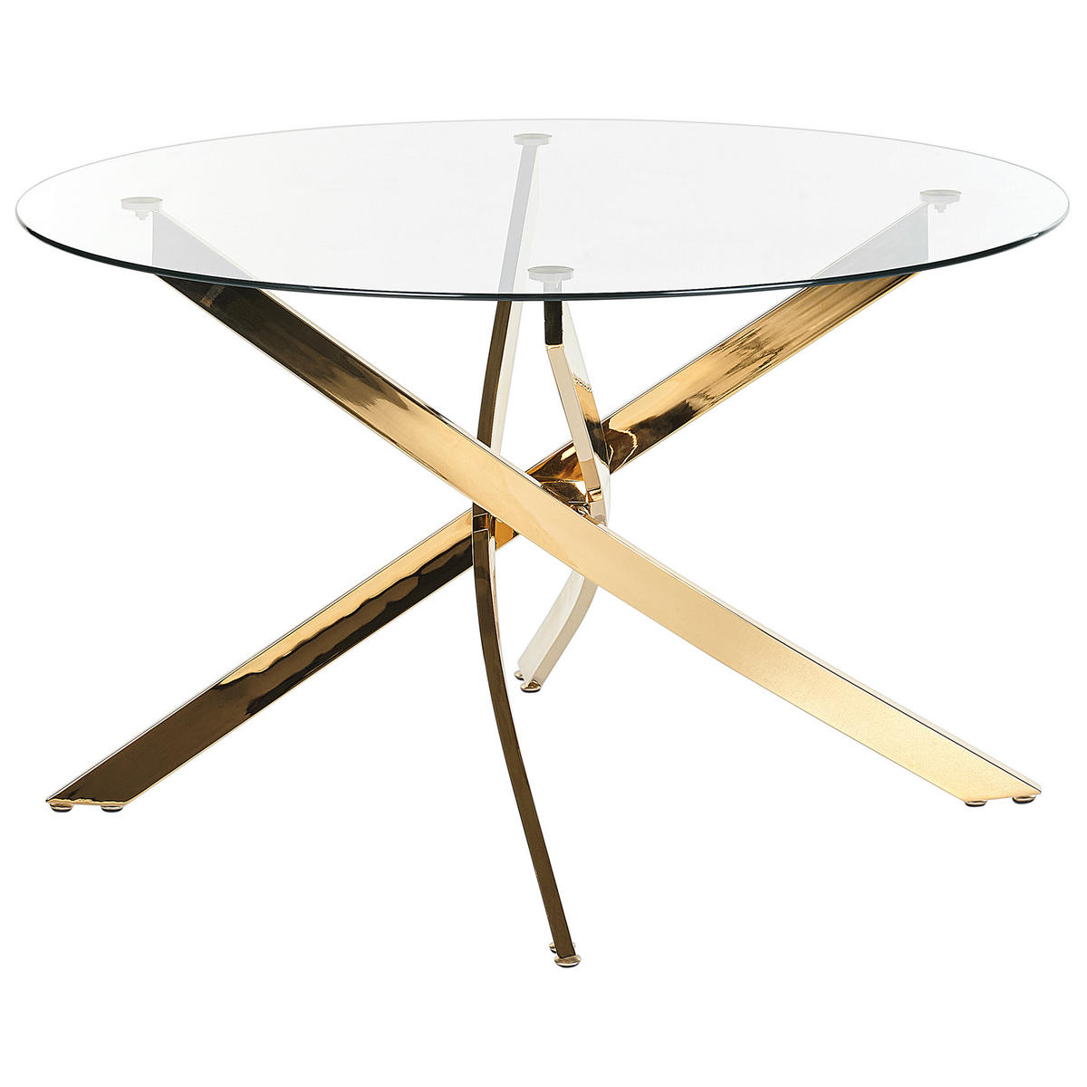ESSTISCH 120/75 cm Transparent, goldfarben Rund Maramo - Transparent, Glas (120/120/75cm) - Beliani