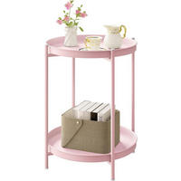 COUCHTISCH rund, mit Stauraum, Metall, Rosa - Rosa, Metall (44/44/53cm) - Woltu