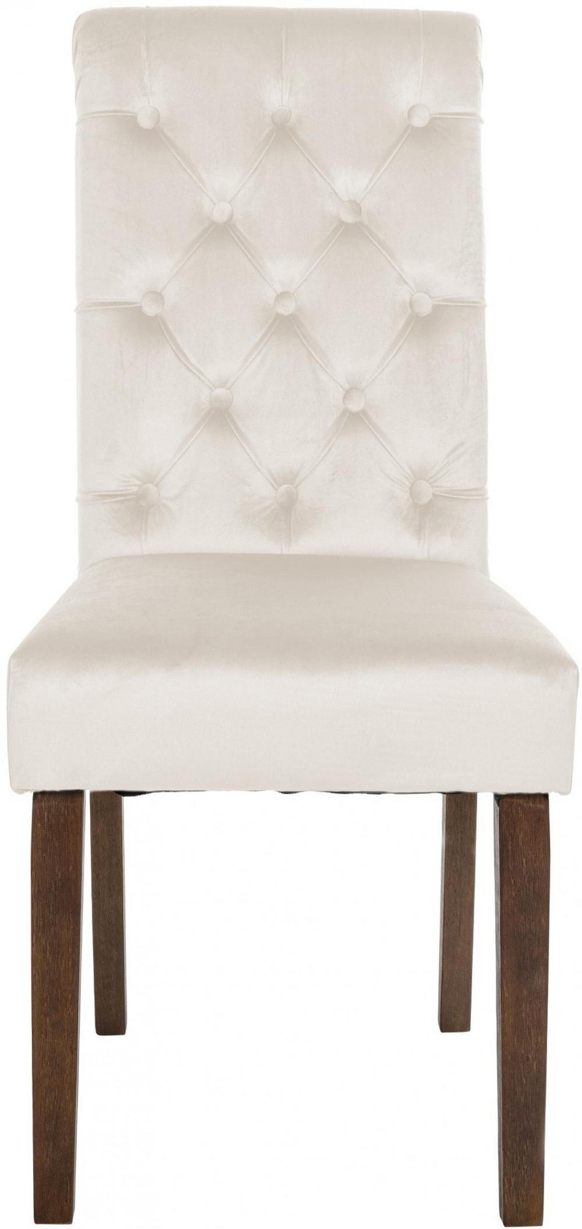 STUHL 2er Set Samt creme - Walnussfarben/Creme, Holz/Textil (45/98/63cm) - CLP