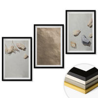 WANDBILDER 3er-Set - 40x60 cm Schwarzer Rahmen - Steine Strand natürliche Strukturen - Schwarz, Kunststoff (40/60cm) - ArtPrintCave