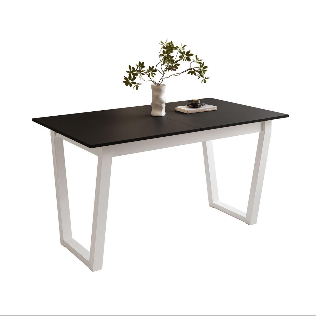 ESSTISCH ARTON II ausziehbarer Tisch 140-195 cm für 6-8 Personen - Schwarz/Weiß, Holzwerkstoff/Metall (140/80/77cm) - Lookway