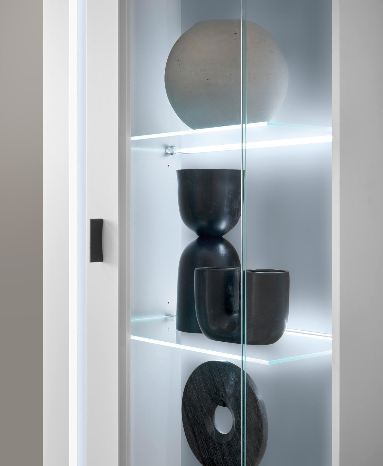 Thumbnail - Furn.Design Vitrine, Weiß, Holzwerkstoff, Nachbildung, 55x200x35 cm, Wohnzimmer, Wohnwände, Vitrinenschränke