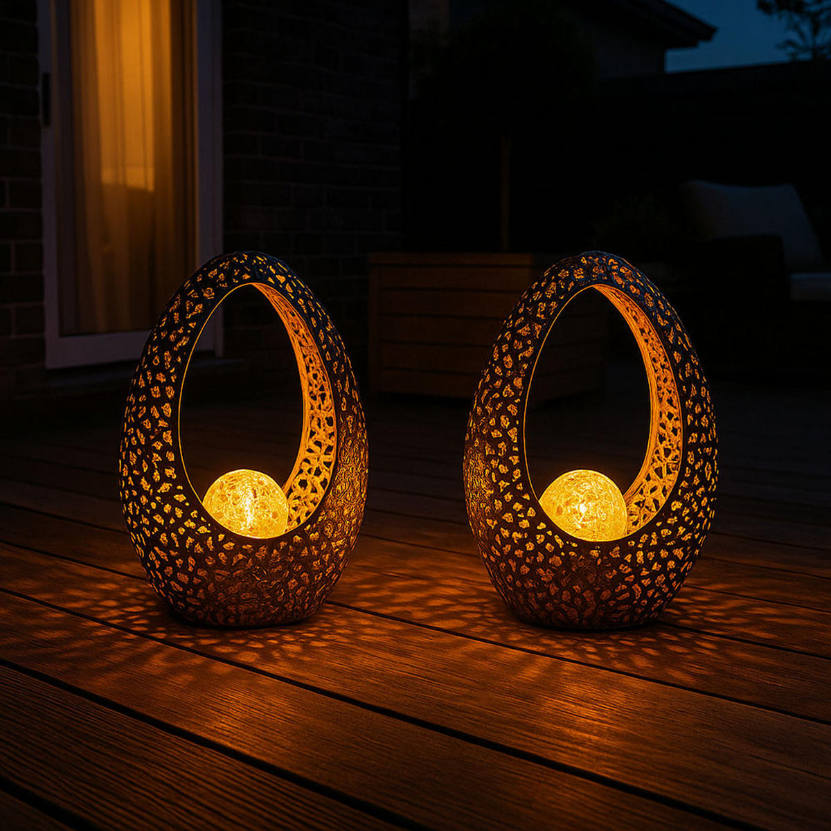 LED AUSSENLEUCHTE Bronze Oval - Bronzefarben, Glas (21.5/9.5/27.5cm) - Globo Lighting