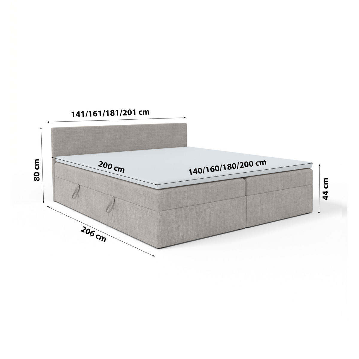 BOXBETT Verdig mit Bettkasten 160x200 Hellgrau - Hellgrau, Holz (160/200cm) - Fedve