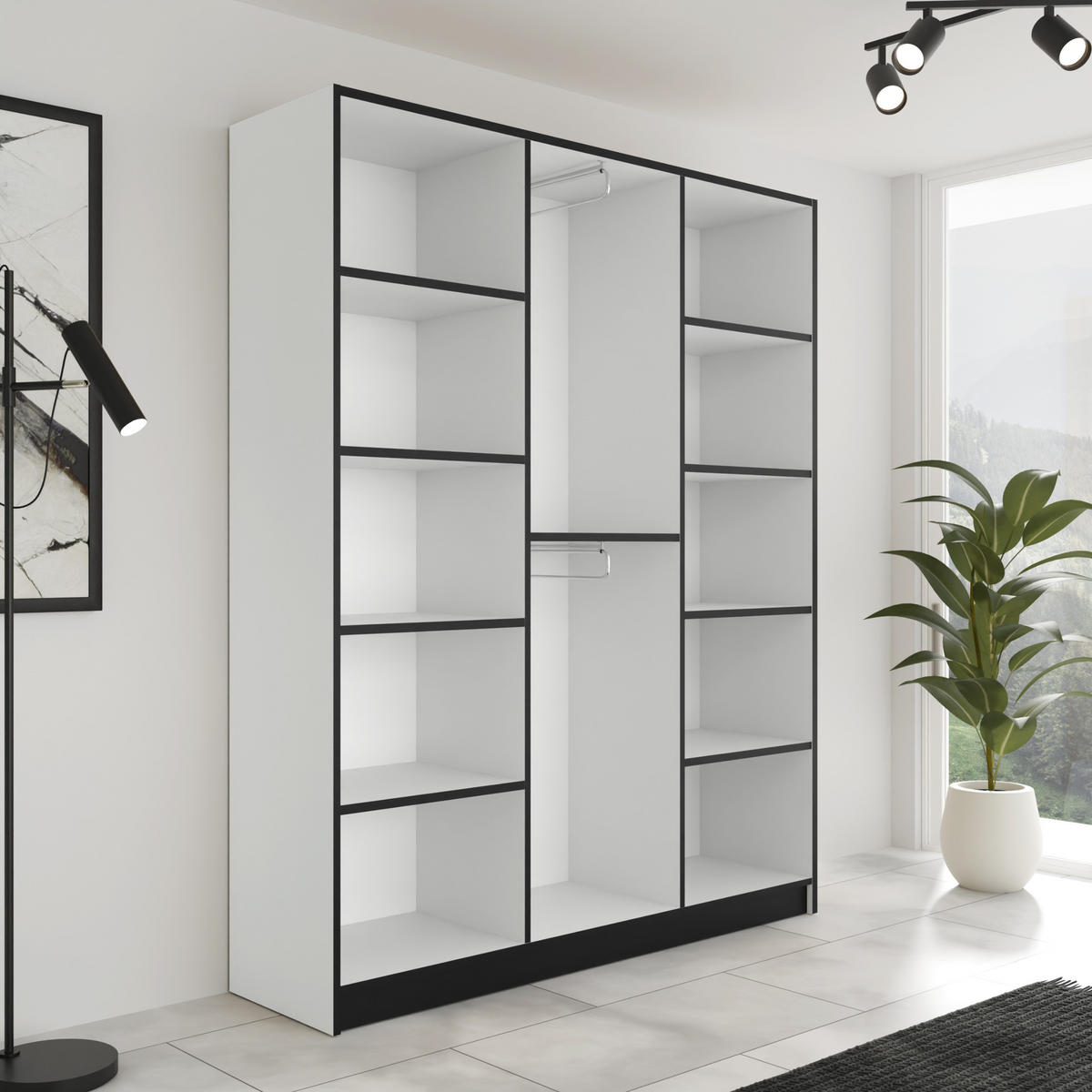 EDEN V2 3D NYÍLÓAJTÓS SZEKRÉNY – Fehér - fehér, faalapú anyag (156.4/205/39cm) - Kier Furniture