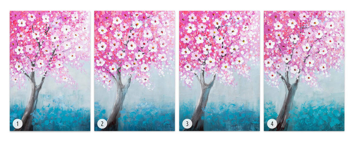 ACRYLBILD HANDGEMALT 60/90 cm - Blau/Pink, Holz/Textil (60/90cm) - KUNSTLOFT