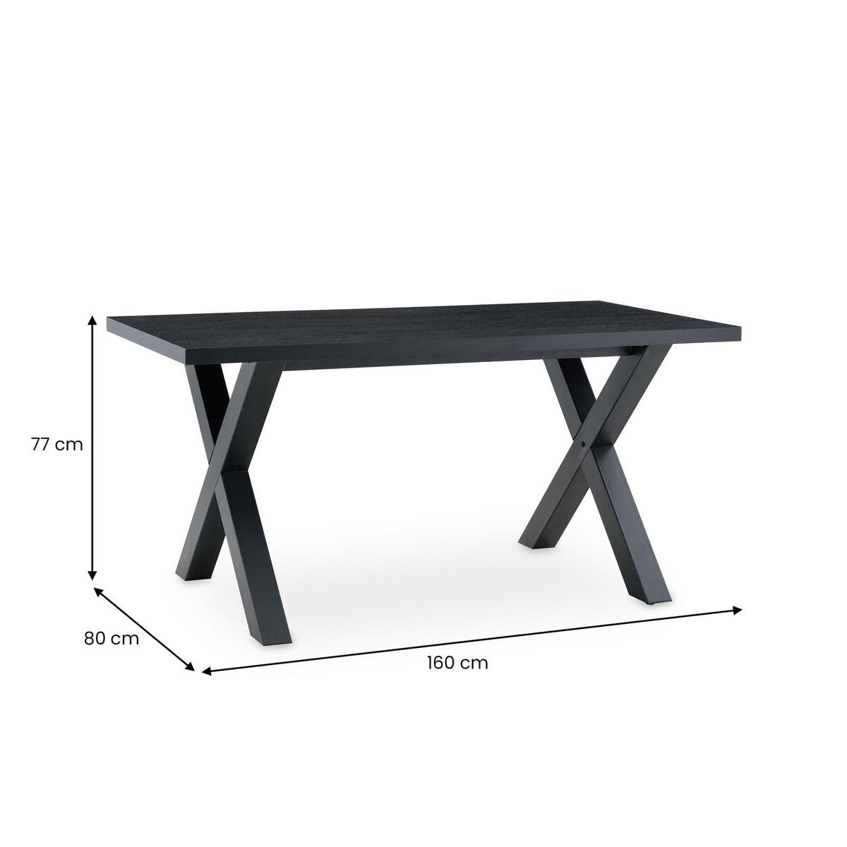 ESSTISCH OSIMO schwarz - Schwarz, Holzwerkstoff (80/160/77cm) - IDIMEX