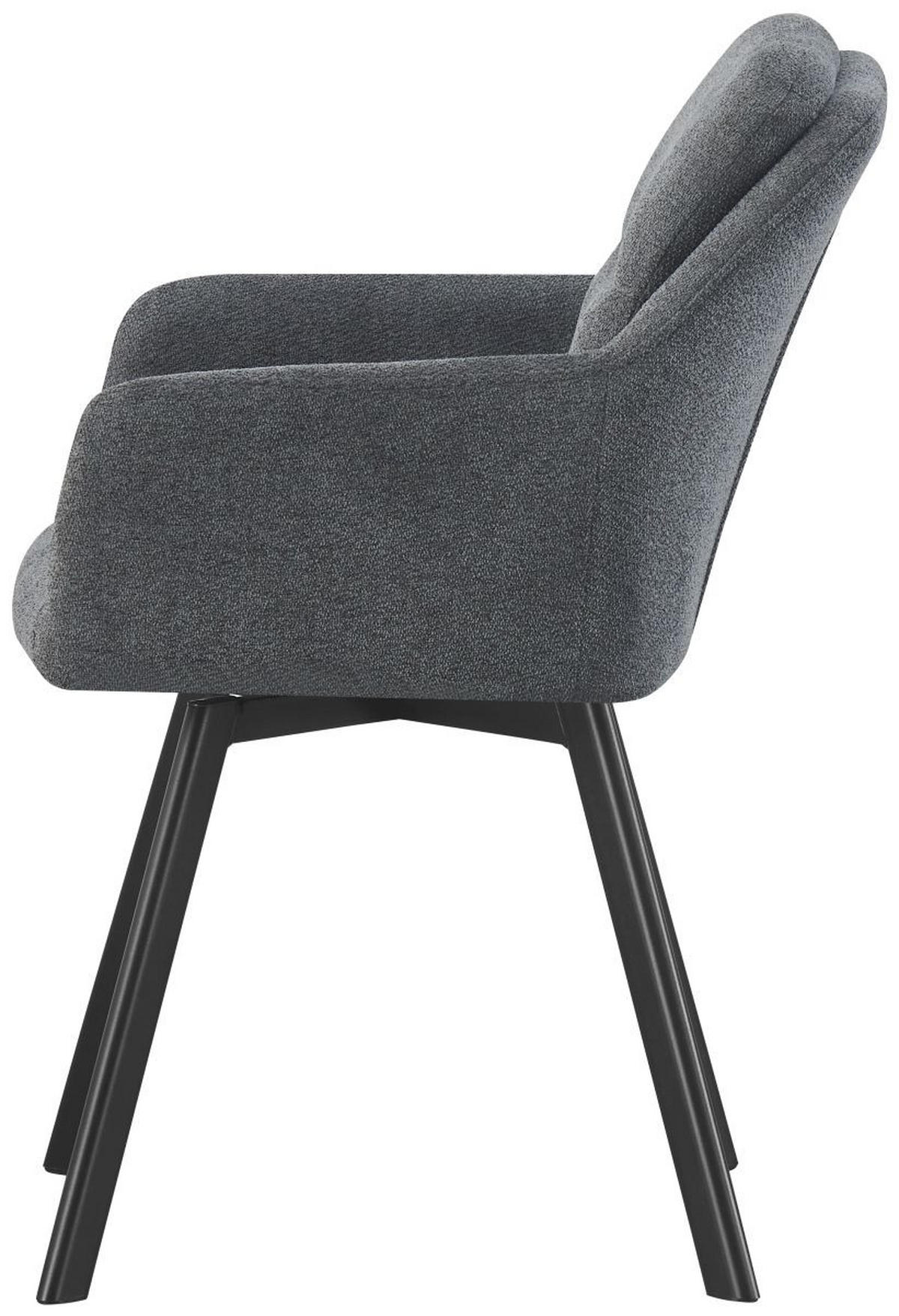 ARMLEHNENSTUHL Sophie anthrazit 2er Set - Anthrazit/Schwarz, Textil/Metall (53/87/62cm) - Xonox