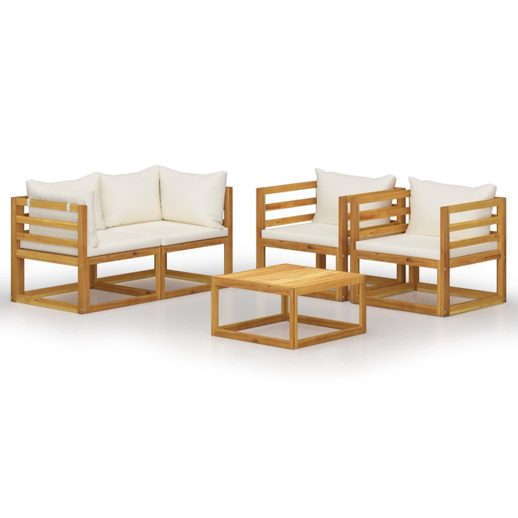 GARTENSET Remley 5-teilig - Creme, Holzwerkstoff - Nettlife