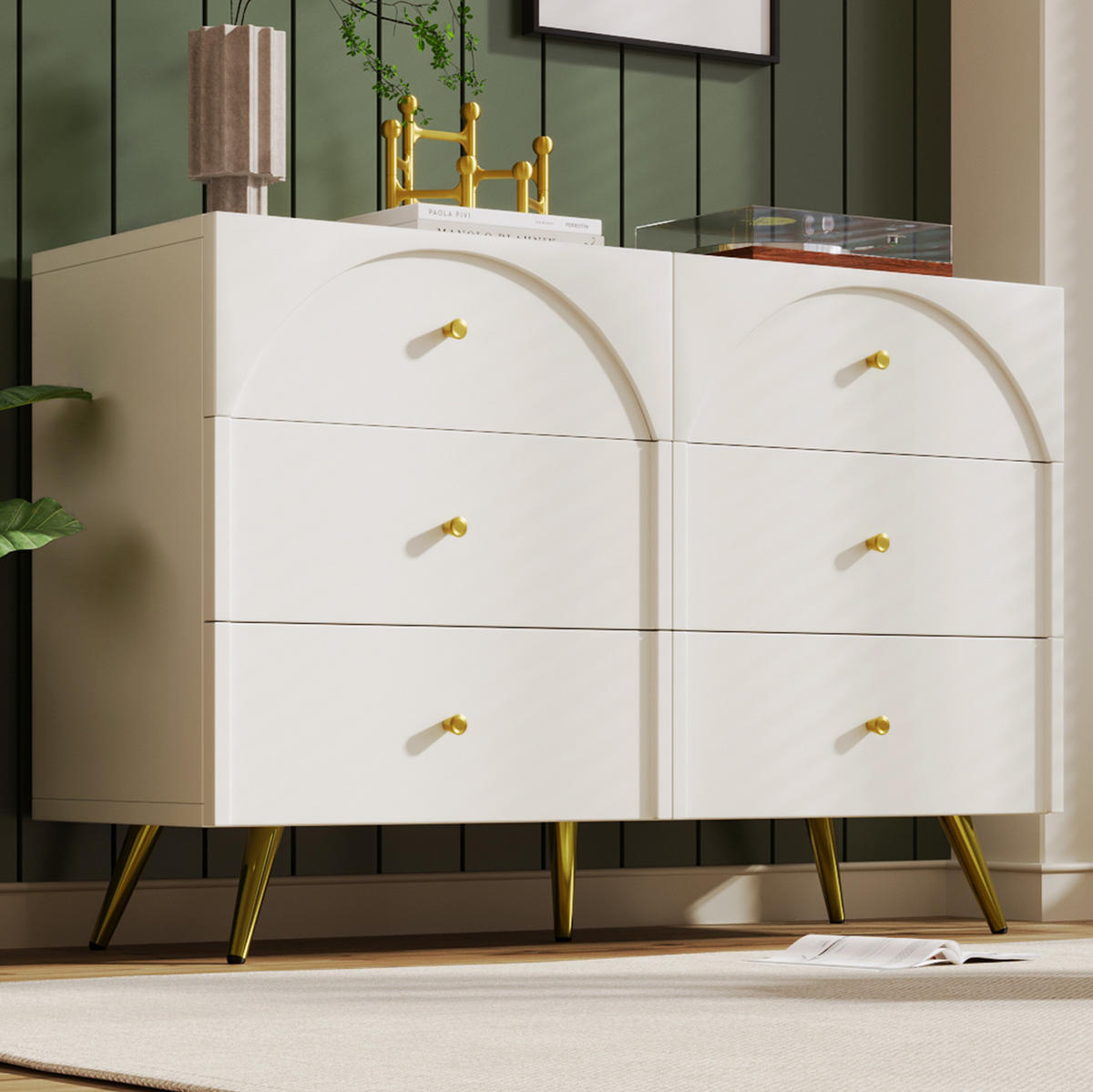 SCHUBLADENKOMMODE 120/40/85 cm mit 6 Schubladen in Creme-Weiß - Creme, Holz (120/40/85cm) - BEAOK