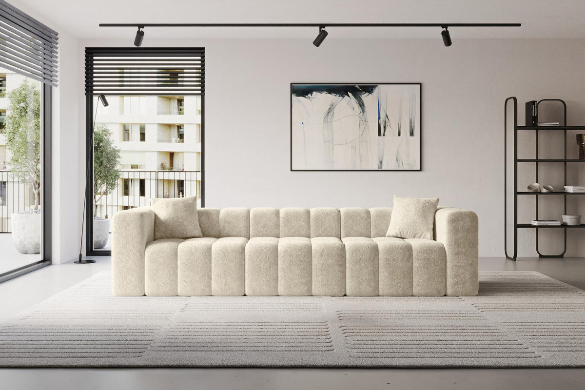 POHOVKA 3-MÍSTNÁ DONY-3 315x90x71 cm Krémová Žinylka - černá/krémová, kompozitní dřevo/textil (315/71/90cm) - ALTDECOR