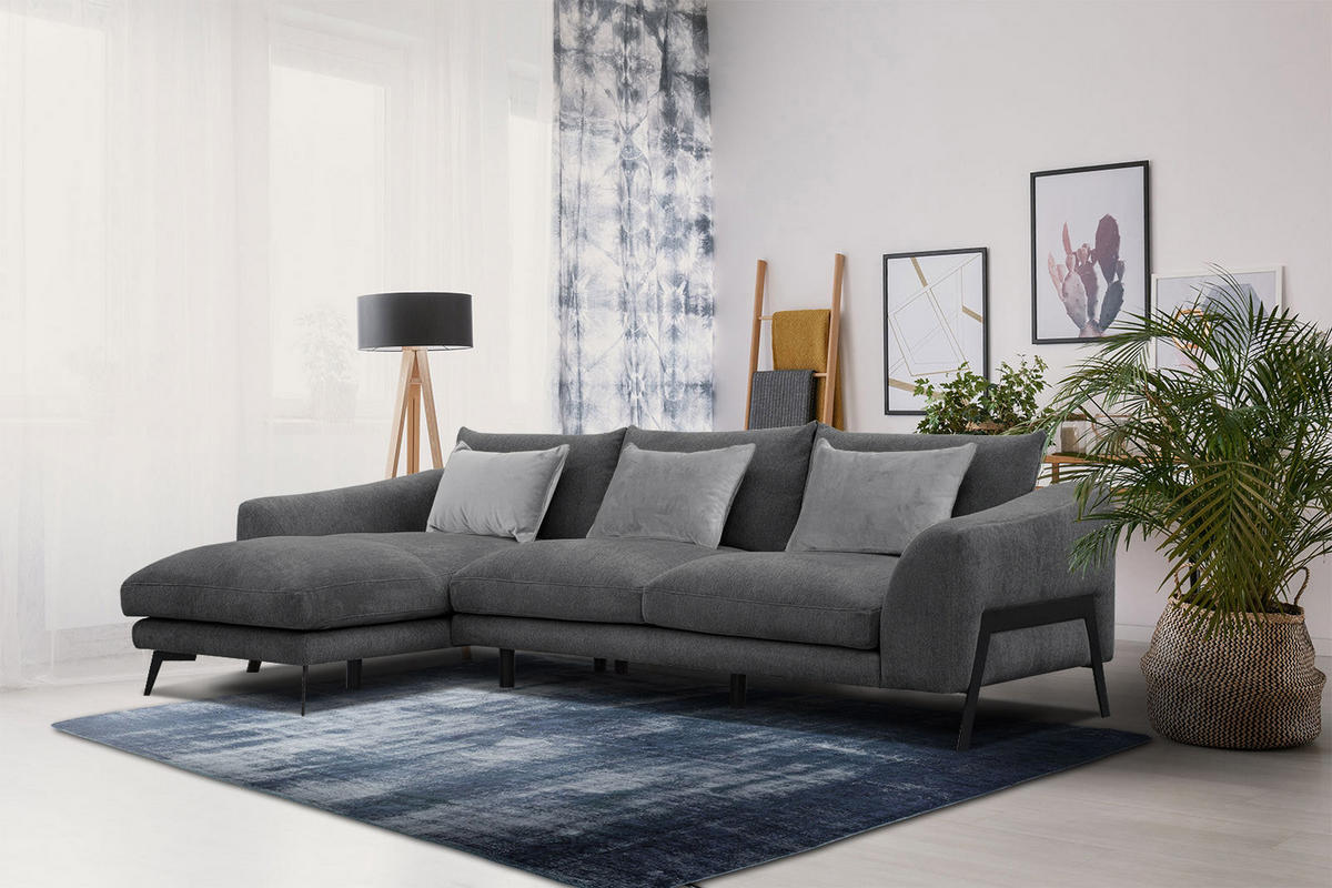 ECKSOFA WINTER 4-Sitzer, graphitfarben - Schwarz/Graphitfarben, Holzwerkstoff/Textil (158/269cm) - Courtois Laville