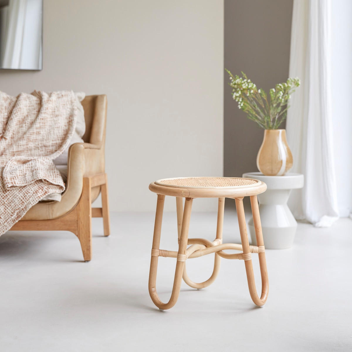 BEISTELLTISCH Lina Natur aus Rattan - Naturfarben, Naturmaterialien (40/40/40cm) - Tikamoon