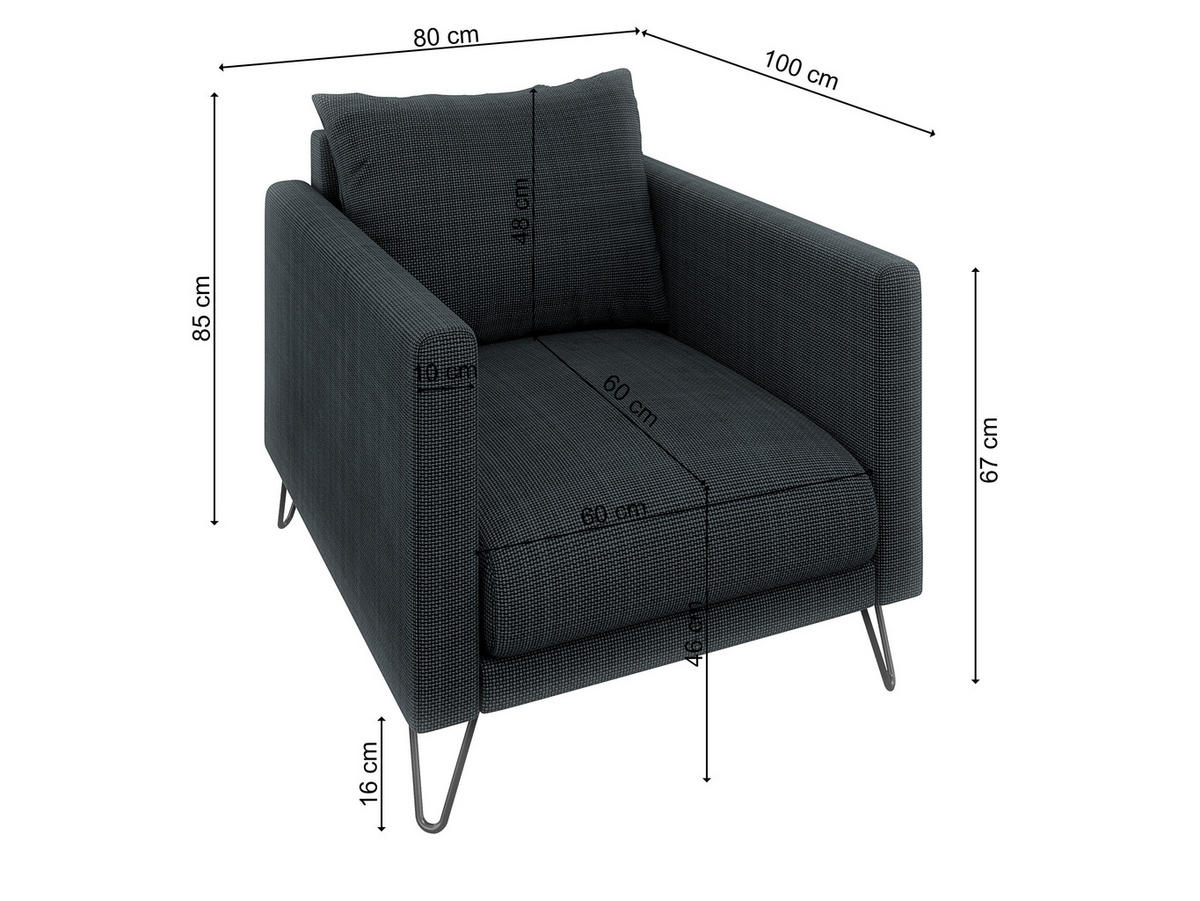SITZGARNITUR 3+2+1 Harmony Graphit Chenille - Graphitfarben/Schwarz, Holz/Textil (200/85/100cm) - S-Style Möbel