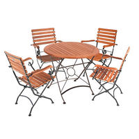 GARTEN-SITZGRUPPE Siri 5-teilig Rund Mit Armlehne Gartenmöbel-Set - Hellbraun, Holz - DELUKE