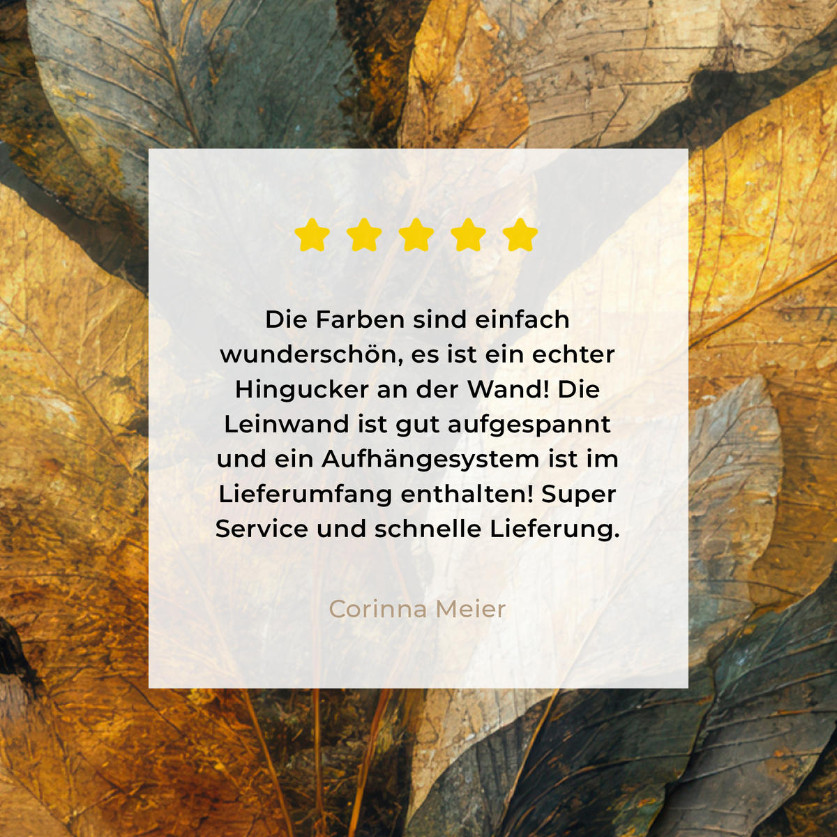 LEINWANDBILD Golden Leaf Komposition - Botanical Luxury Wandbild Wohnzimmer 50x50 cm - Goldfarben/Schwarz, Textil (50/50cm) - MuchoWow