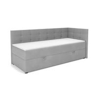 BOXBETT FAVIO 100/200 in Velours Hellgrau H3 - Schwarz, Holz/Holzwerkstoff (100/200cm) - Deine Möbel 24