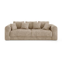 SCHLAFSOFA mit Stauraum in Nussbaum RIO Geprägter Samt Beige 250cm - Beige, Textil (250/90/95cm) - Sia Home