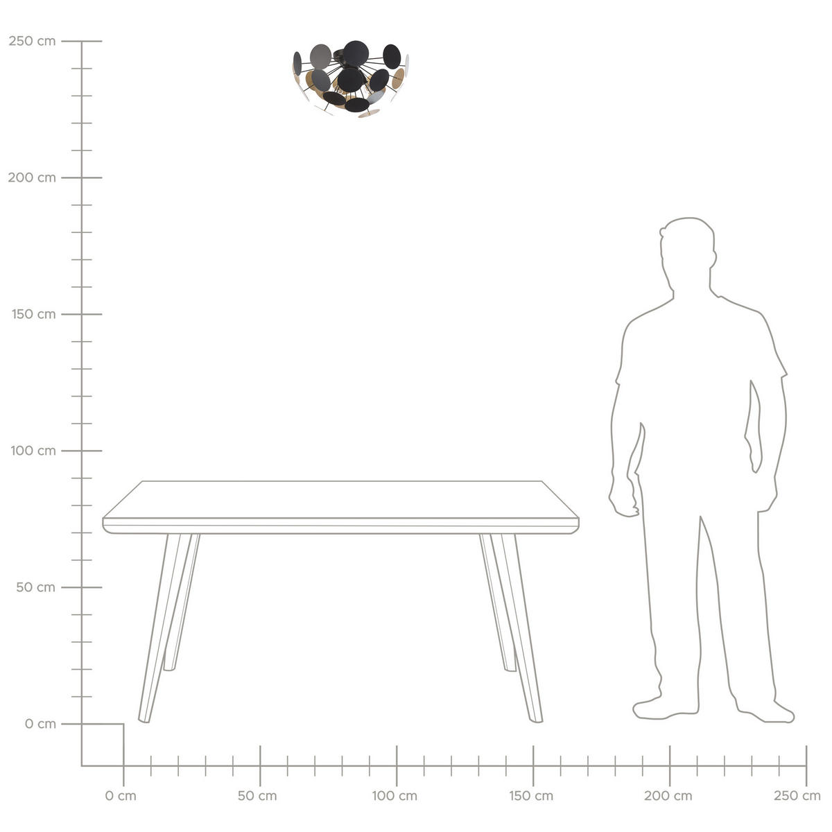 HÄNGELEUCHTE Maritsa 44/44/129 cm - Schwarz, Metall (52/52/28cm) - Beliani