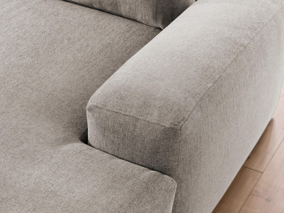 ECKSOFA Lennon aus Beige Strukturstoff mit Schlaffunktion und Bettkasten - Beige/Schwarz, Holz/Kunststoff (264/137cm) - S-Style