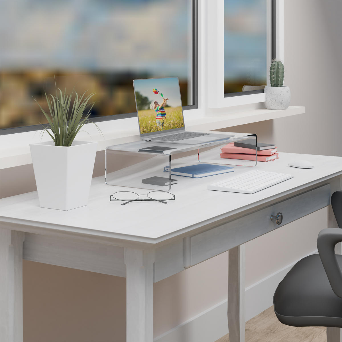 MONITORSTÄNDER Transparent Acryl 50 cm - Transparent, Kunststoff (20/50/10cm) - Relaxdays
