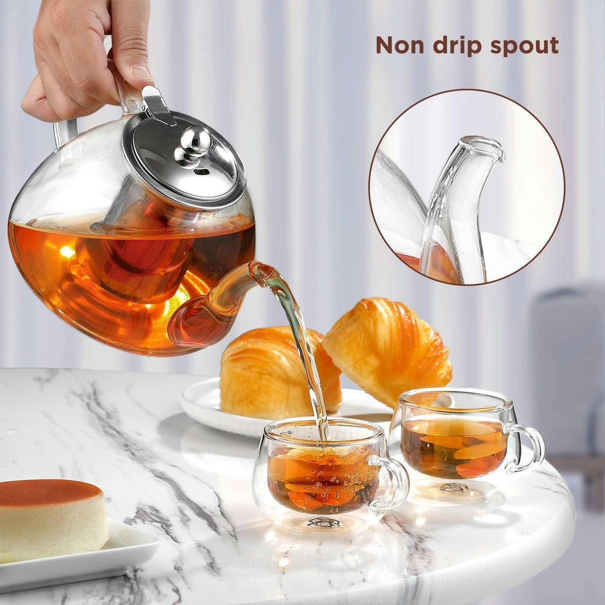 TEEKANNE Glas 1300ML mit Siebeinsatz aus Borosilikatglas - Transparent, Glas (21.8/22.2cm)