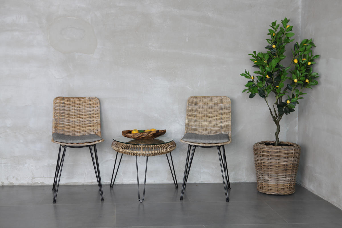 STUHL 2er-Set Rattan Braun - Braun, Holz (40/82/47cm) - Nordlys
