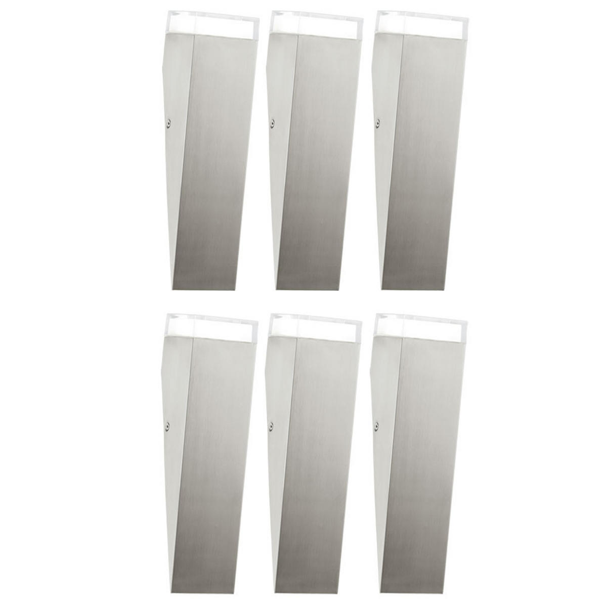 LED AUSSEN-WANDLEUCHTE Edelstahl Silber 6er Set - Silberfarben, Metall (7.5/30.5/8.5cm)