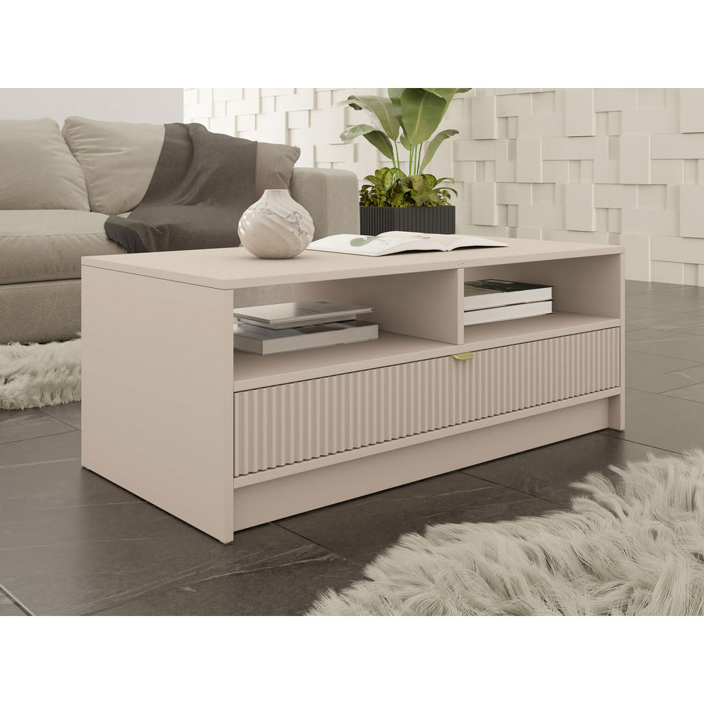Thumbnail - Mirjan24 Couchtisch, Sand, Metall, 1 Schubladen, Rechteckig, 100x40x50 cm, Wohnzimmer, Wohnzimmertische, Couchtische