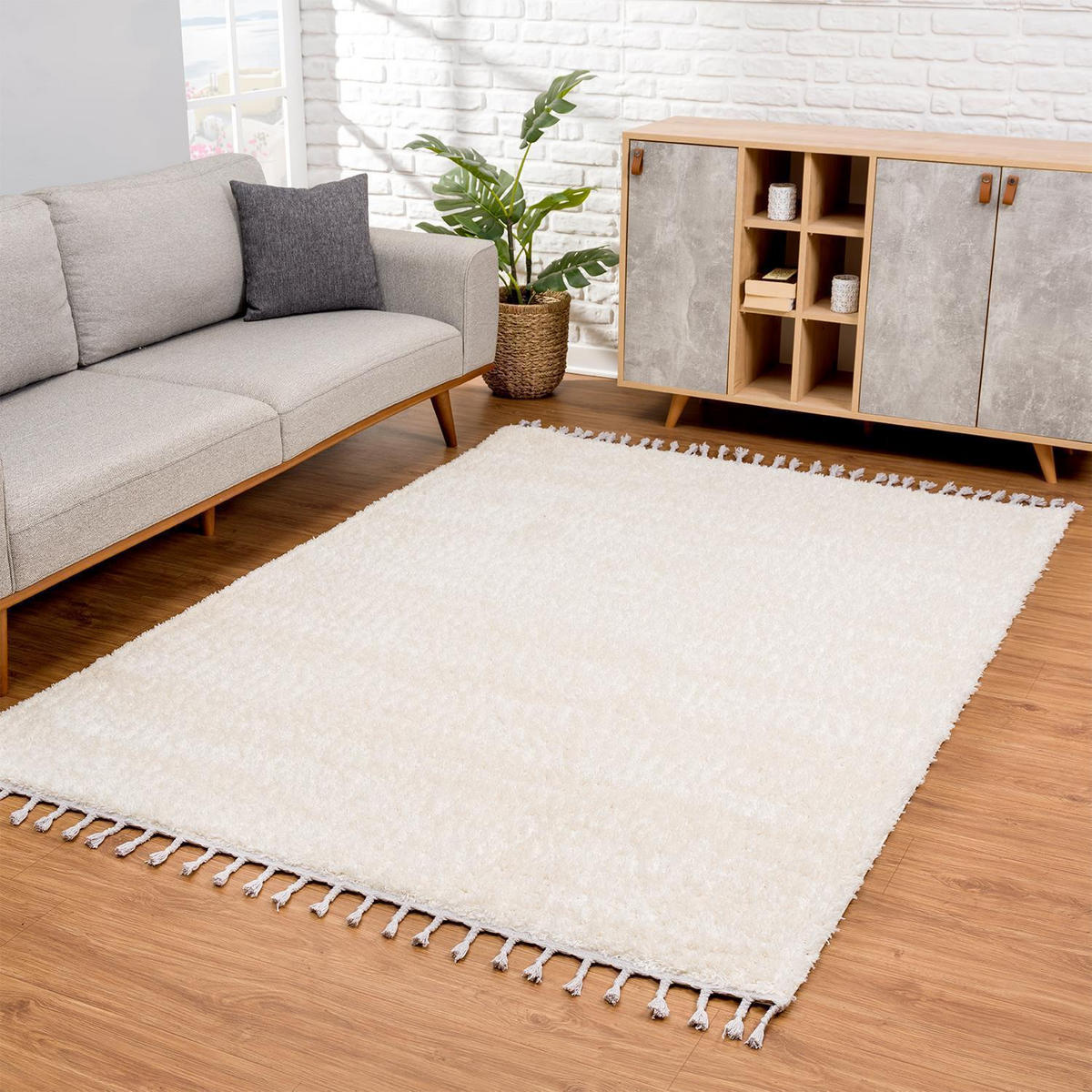 HOCHFLOR-TEPPICH Shaggy Pulpy 100 Creme 120x160 cm - Creme, Textil (120/160cm) - carpet city