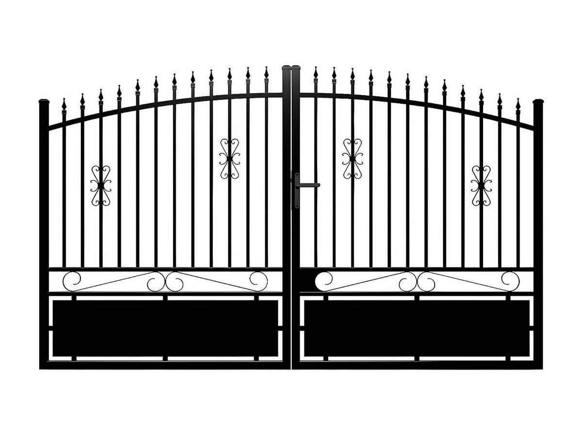 FLÜGELTOR - 351cm x 5cm - Aluminium - schwarz - NERBIS - Schwarz, Metall (351/160cm) - Vente-Unique
