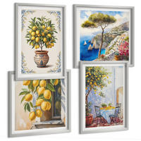 BILDER SET 4er Set - 50x50 cm & 40x60 cm Silberner Rahmen - Zitronenbäume in der Sonne - Silberfarben, Kunststoff (50/50cm) - TULUP