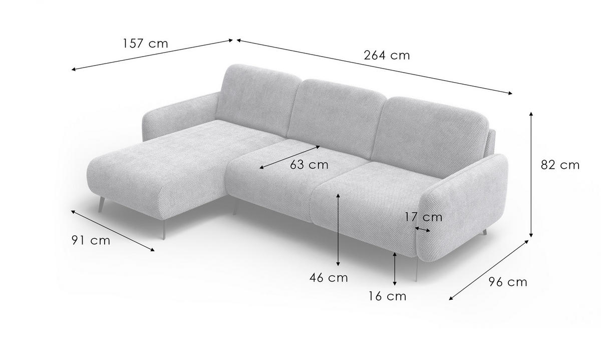 ECKSOFA FEBE 4-Sitzer links, dunkelgelb - Gelb/Schwarz, Holz/Textil (264/157cm) - Courtois Laville