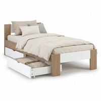 HOLZBETT Braun Weiß 90/200 cm mit 2 Bettkästen - Braun, Holz (90/200cm) - Homestyle4u
