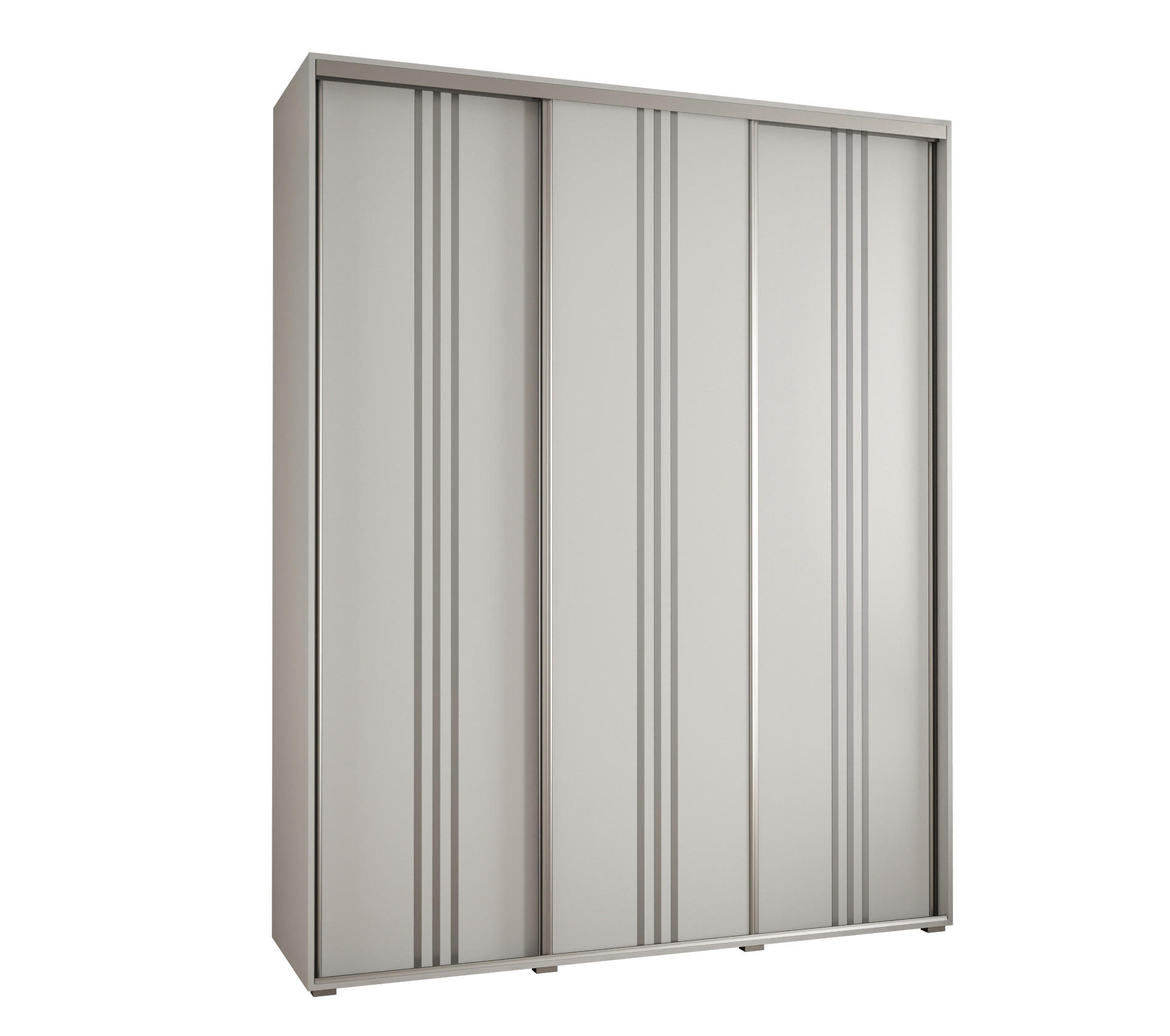 Abiks Möbel Schwebetürenschrank Weiß, Weiß, Silber 200x235x45 cm