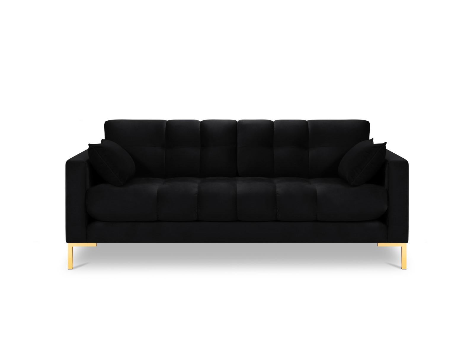 SOFA Mamaia aus Samt schwarz 3 Sitzplätze - Schwarz, Textil (92/75/177cm) - Micadoni