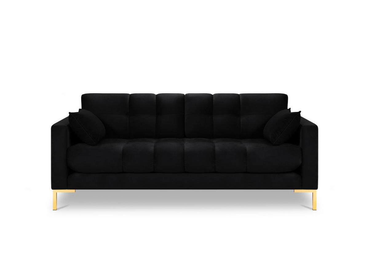 SOFA Mamaia aus Samt schwarz 2 Sitzplätze - Schwarz, Textil (92/75/152cm) - Micadoni