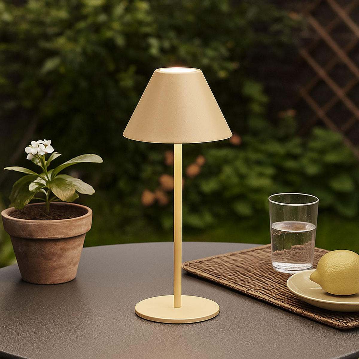 LED TISCHLEUCHTE Sand Aluminium - Bernsteinfarben, Metall (14/14/36cm)