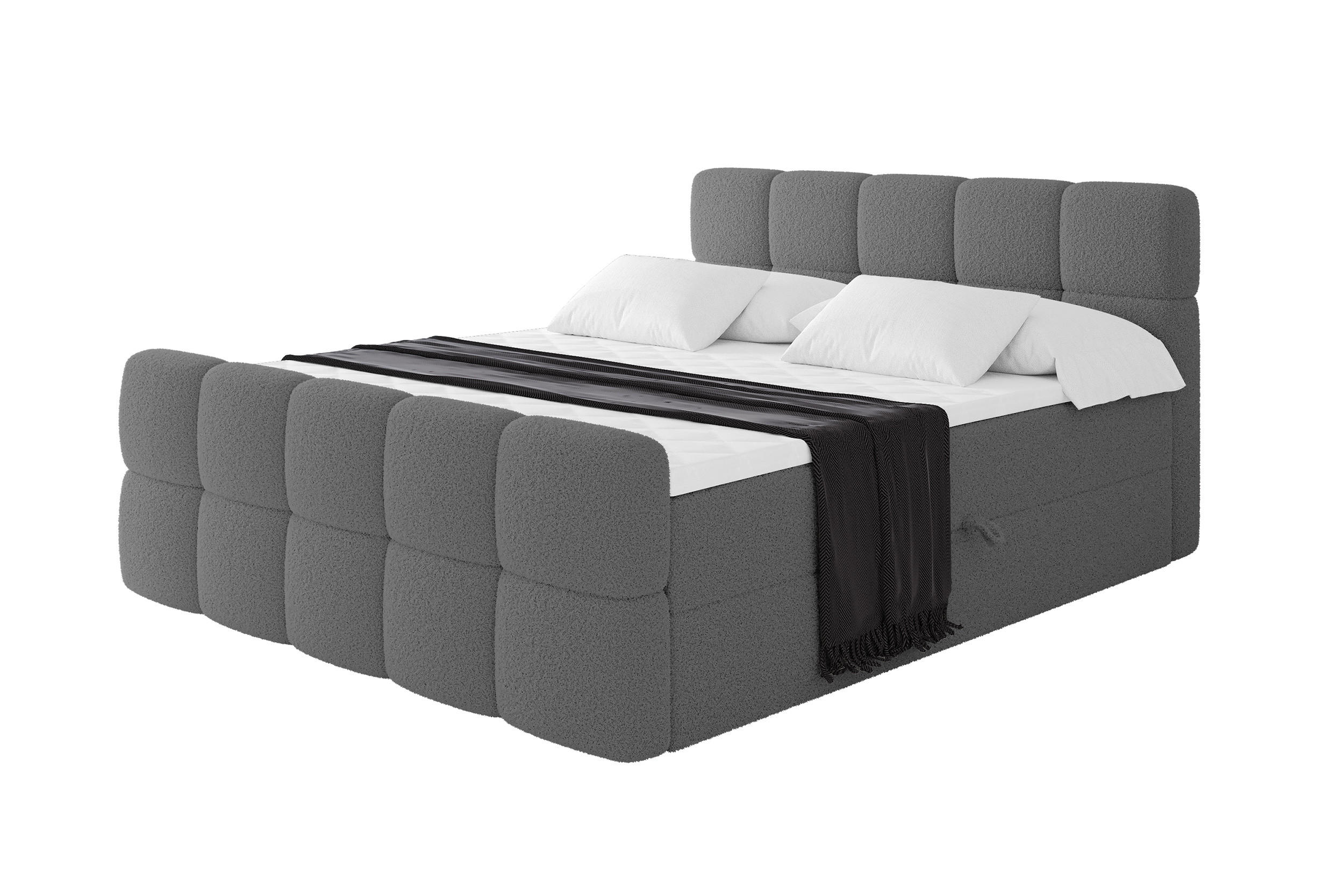 BOXBETT mit Matratze H3 - FAMA-Z - 120x200 cm Grau Quelle - Schieferfarben, Holzwerkstoff (120/200cm) - ALTDECOR