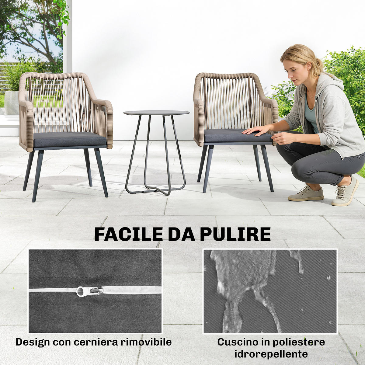 GARTENSTUHL Grau 2 Stück - Grau, Metall (54/80/65cm) - GiPP