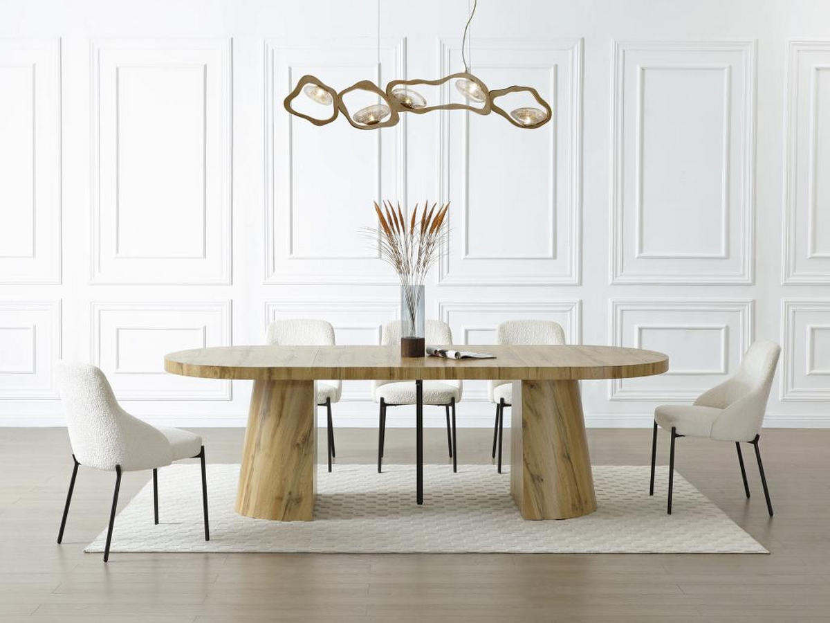 ESSTISCH ausziehbar - 6 bis +12 Personen - MDF - Holzfarben hell - CLOEVA - Naturfarben, Holz (300/100/76cm) - Vente-Unique