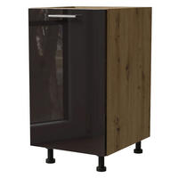 KÜCHENUNTERSCHRANK Essen D1D/45 Schwarz Hochglanz / Eiche Artisan Matt 45 / 50 / 82cm - Schwarz Hochglanz/Schwarz, Holz/Holzwerkstoff (45/82/50cm) - Feldmann-Wohnen