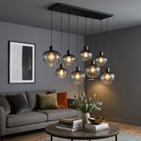 HÄNGELEUCHTE Metall Glas Rauchgrau - Schwarz, Glas (110/42/120cm) - Globo Lighting