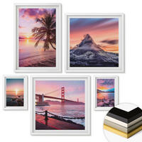 WANDBILDER 5er-Set - 50x50 cm & 20x30 cm & 40x60 cm Weißer Rahmen - Rosen, Champagner, Marmor, Pastell - Weiß, Kunststoff (40/60cm) - ArtPrintCave