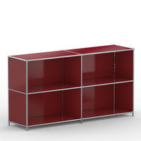 AKTENSCHRANK Büro, 4 offene Fächer, Breite 152 cm, Rubinrot - Chromfarben/Rot, Metall (40/80.5/152.2cm) - Versee