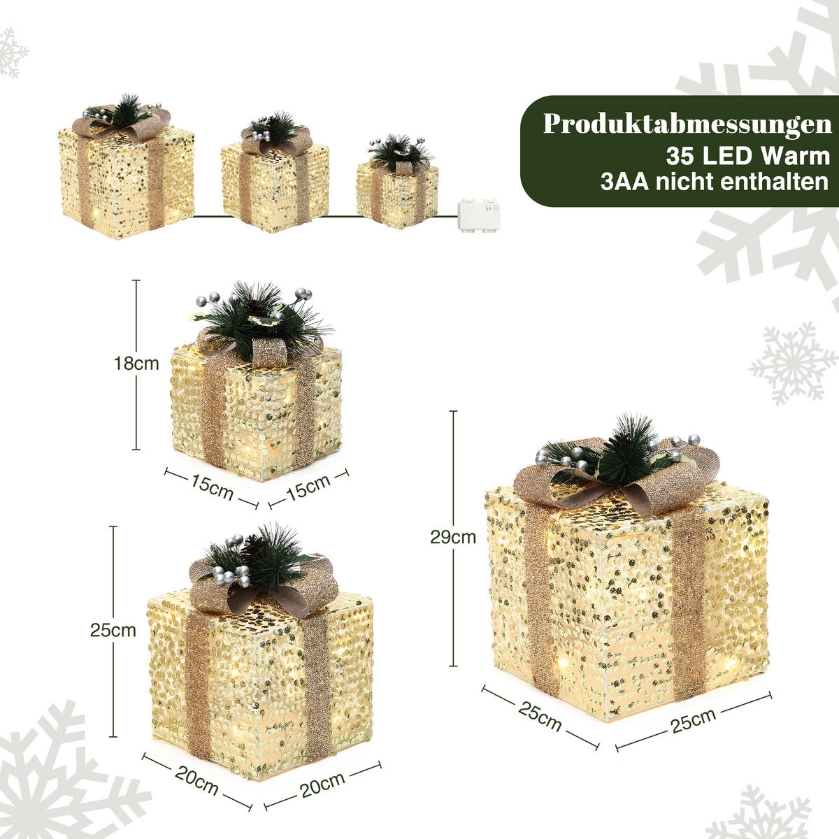 GESCHENKBOX HTHD0254 - Goldfarben, Kunststoff/Metall (25/29/25cm) - Hometopia
