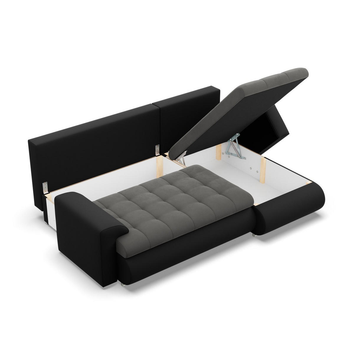 ECKSOFA RECHTS MIT SCHLAFFUNKTION FORESTA, Dunkelgrau + Schwarz - Dunkelgrau/Schwarz, Textil (230/159cm) - Mebligo