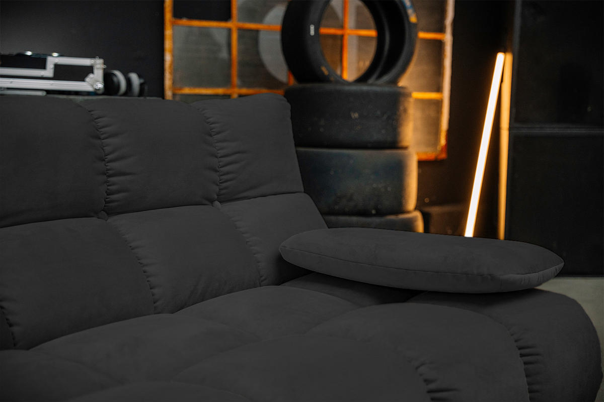 ECKSOFA VIVIEN Schwarz Velvet - Schwarz, Kunststoff/Textil (290/178cm) - KAWOLA