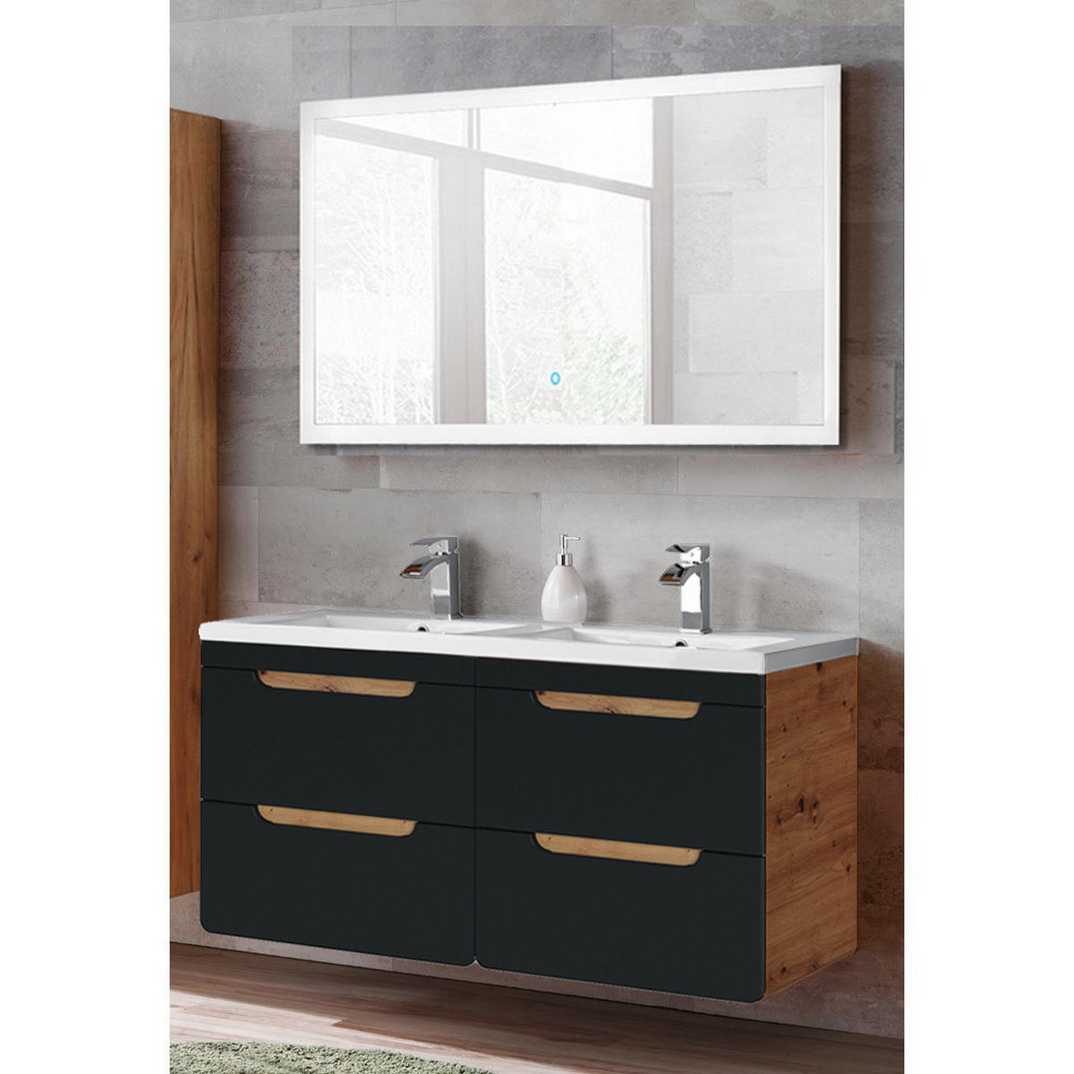 BADMÖBEL-SET 2-TLG. New-luton - Anthrazit, Holzwerkstoff (121/200/46cm) - Lomado