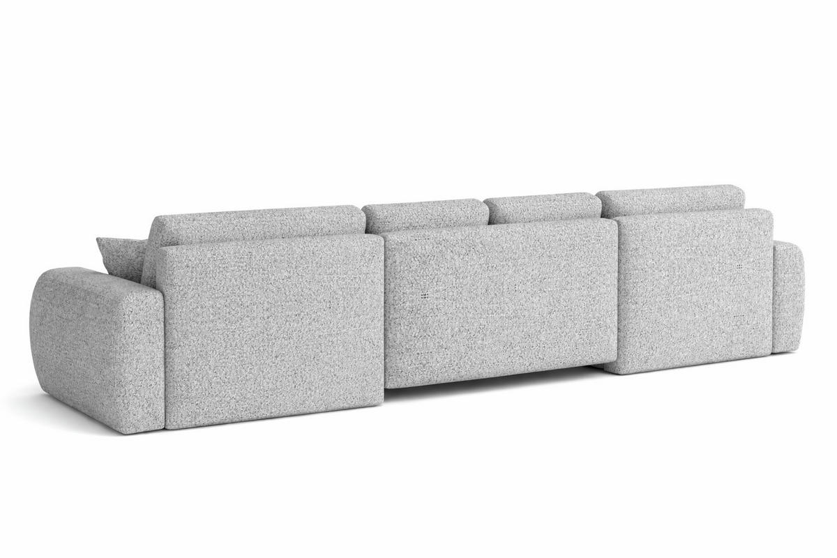ECKSOFA Mit Schlaffunktion Und Bettkasten U-Form Ivo U, Chenillestoff Artico, Cement - Hellgrau, Holz (342/142cm) - Kaiser Möbel